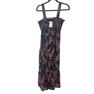 NEW Sam Edelman Pink Floral Smocked Tiered Midi Dress Size‎ 8